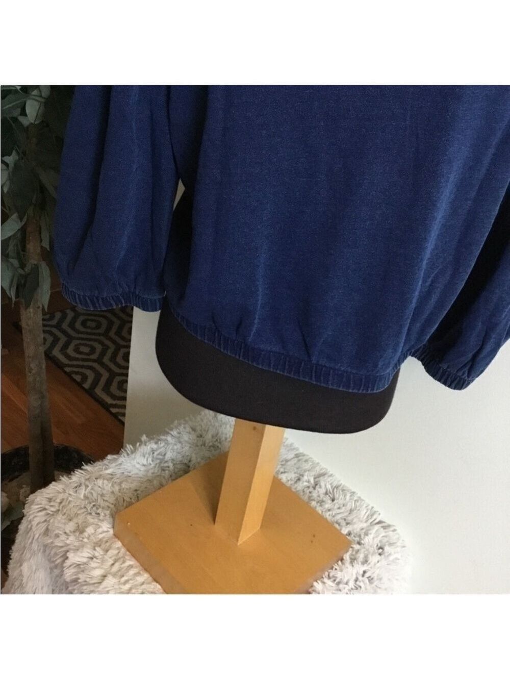 K/lab dark wash great stretch denim look cropped Crewneck top XL - Picture 7 of 11